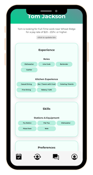 Standby Pro Network pro's profile in mobile app view